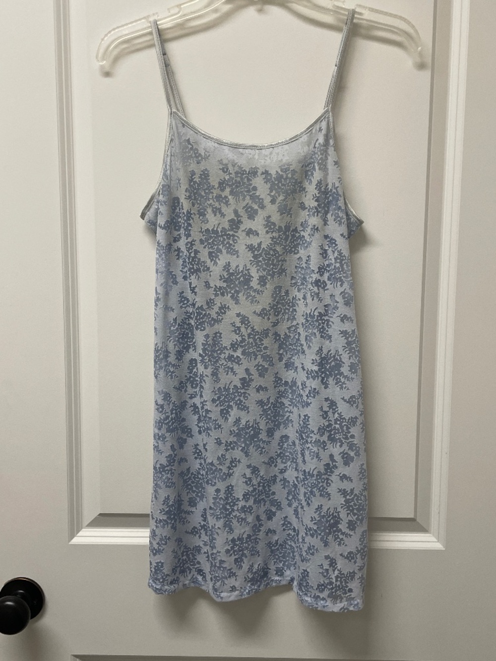 Floral Sheer Nightgown Short Slip Lingerie Sz Small/Medium Blue Burnout